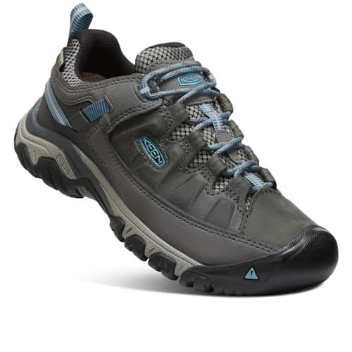 KEEN Women's Targhee 3 Low Height Waterproof Hiking Shoes, Magnet/Atlantic Blue, 8 US