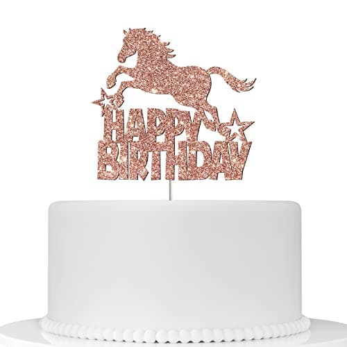 Horse Happy Birthday Cake Topper for Boy or Girl 1st 2nd 3rd 4th 5th 8th 10th 11th Cake Decoration Equestrian Themed Horse Birthday Decoration Adult Party Party Decoration Supplies Rose Golden