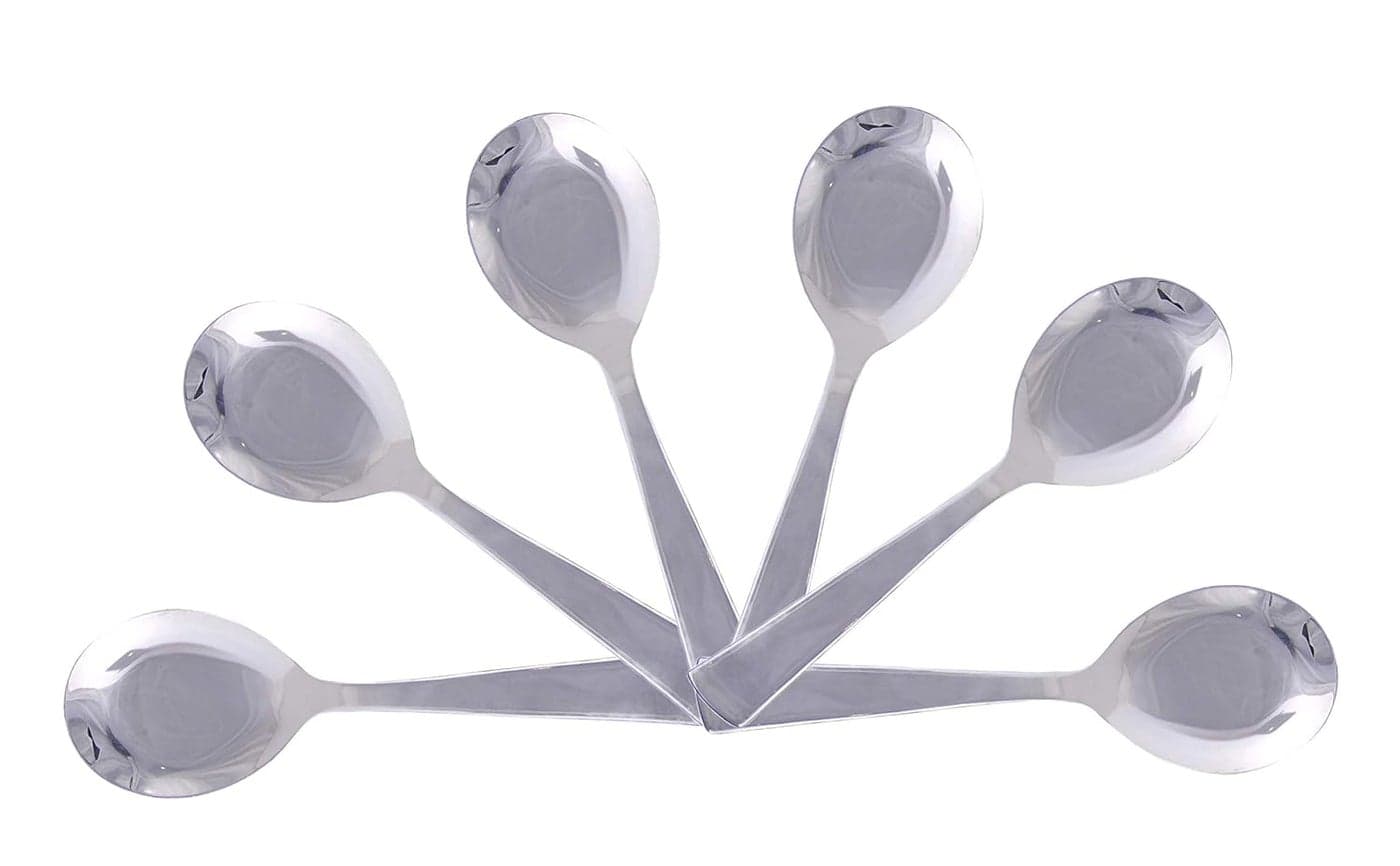 SHIV SHAKTI ARTS Stainless Steel Serving SpoonSilver 24 CM Set of 6 Pcs