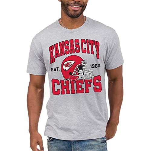 Junk Food NFL Kansas City Chiefs Team Helmet Officially Licensed Adult Short Sleeve Fan Tee for Men and Women