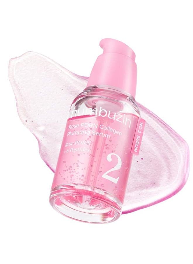 No.2 Rose PDRN Collagen Plumping Serum, Hydrating & Firming Serum with Peptides, Plump, Glowing Skin, Korean Skincare, 1.01 fl oz (30ml)