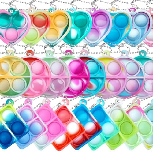 ONKULL Pop Fidget Keychain 30 Pack Mini Fidget Toys Bulk Sensory Toys for Kids Party Favors for Kids 48812 Year Back to School Gifts for Classroom Birthday Goodie Bags Stuffers