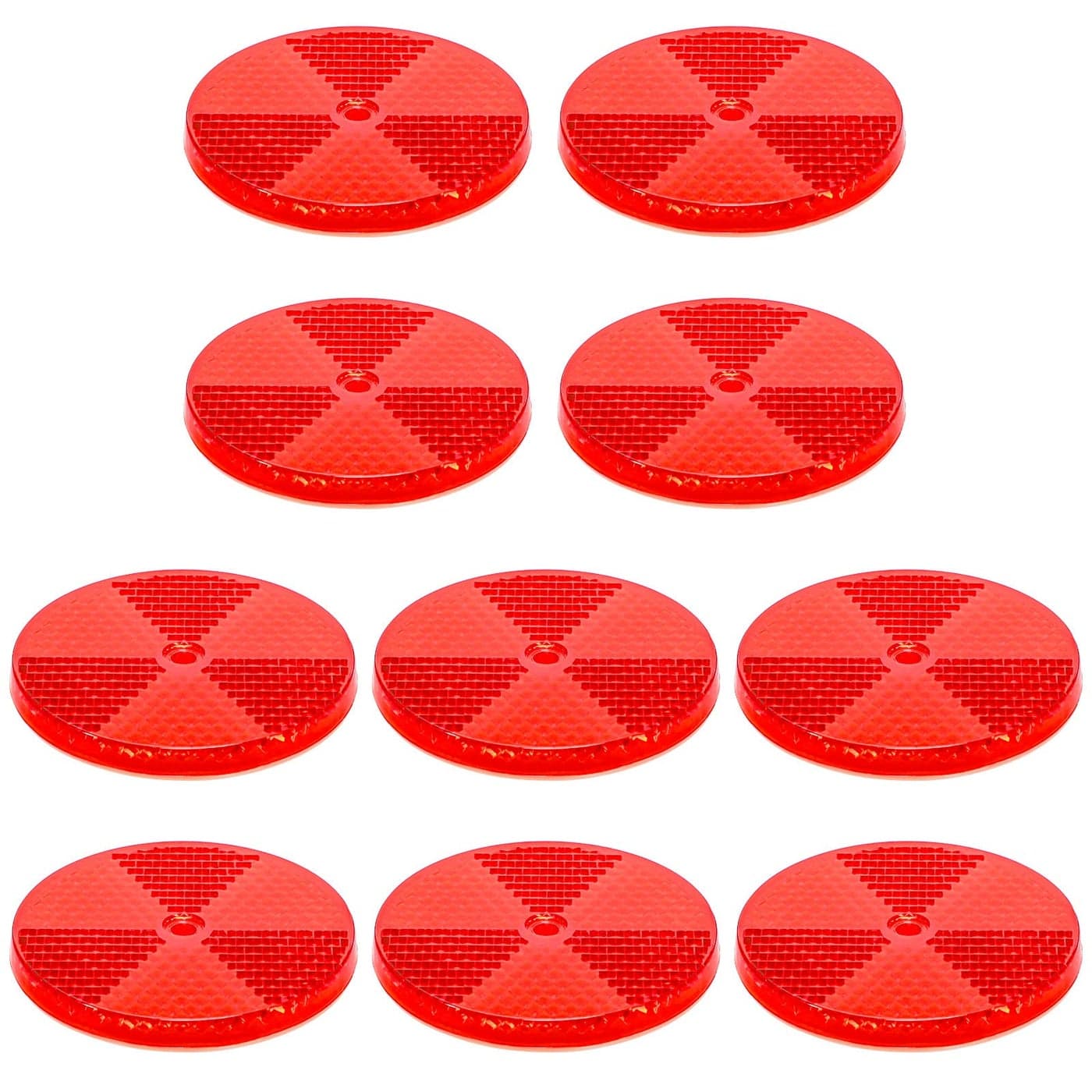 10 Pack Front Round Reflector for Driveway Fence Gate Posts Trailers Safety Automobiles Boats Mailboxes Reflector with Center Mounting HoleRed