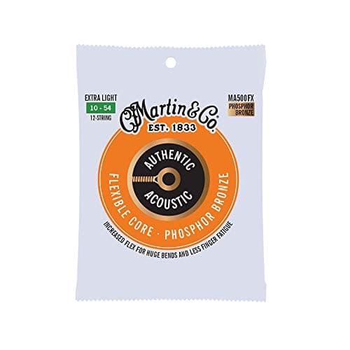 Martin Authentic Acoustic Guitar Strings, Flexible-Core Extra Light Set, 10-27, 10-54 92/8 Phosphor Bronze, 12 String