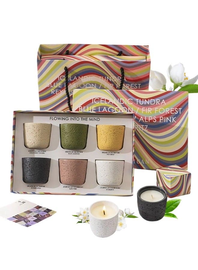 6pcs Scented Candles Gift Set Aromatherapy Candle less with Natural Soy Wax, Portable Relaxing Travel Tin Candle Various Fragrances Jar Candles for Bath Yoga Sleep Festival Wedding Party Gifts