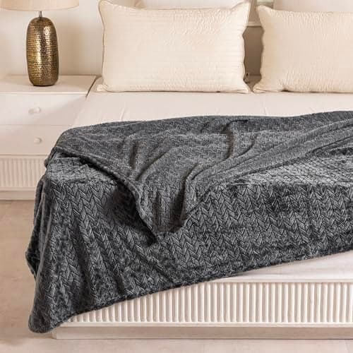 HOMEMONDE Premium Plush Throw Blankets - Luxurious Lightweight AC Blanket, Super Soft & Comfy Filano Blanket Double Bed for All Season - (90 x 90 Inch, Grey)