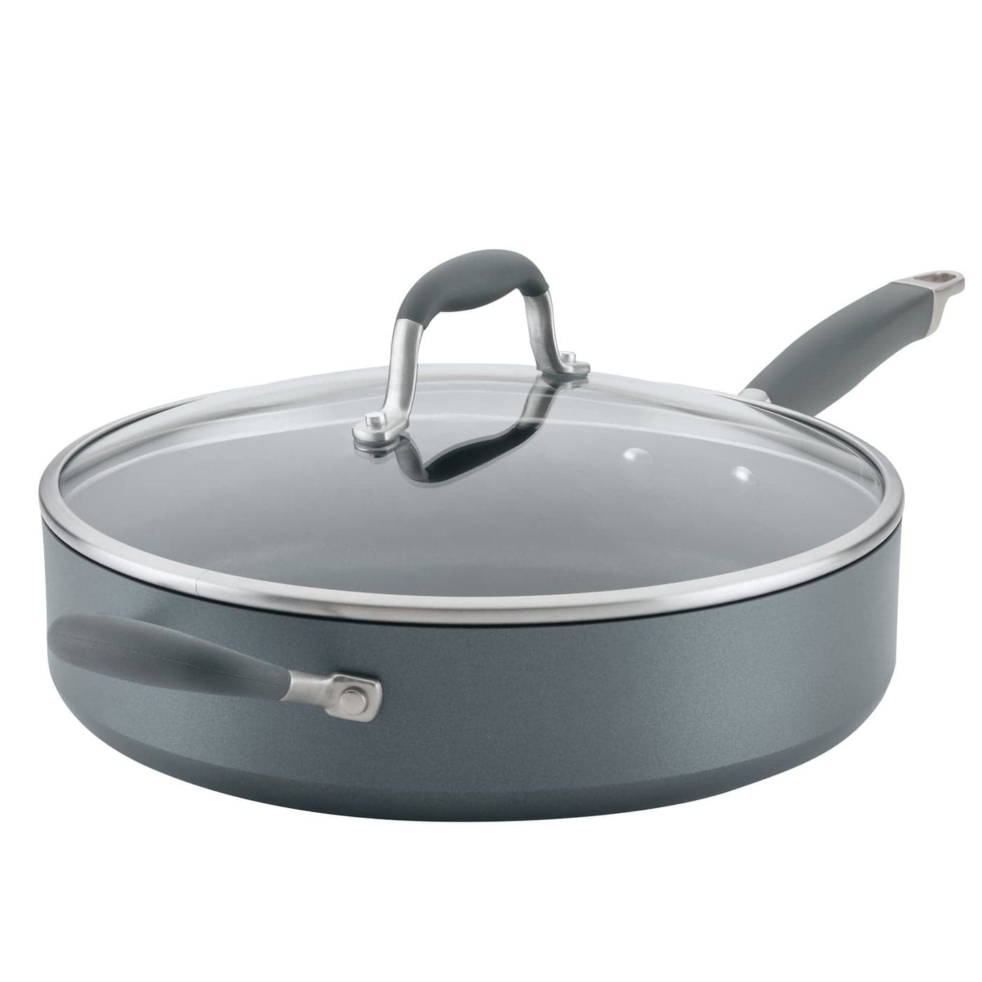 Anolon Advanced Home Hard Anodized Nonstick Saut Pan with Helper Handle and Lid 5 Quart Moonstone