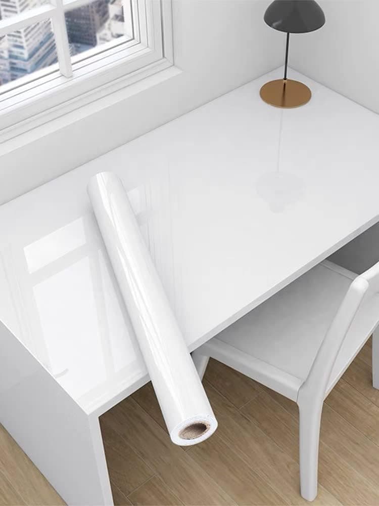 COSMOS STAR Plain Waterproof Countertop Paper White Contact Paper For Cabinet Countertop Furniture Kitchen Vinyl Film(24x120 White Glossy)