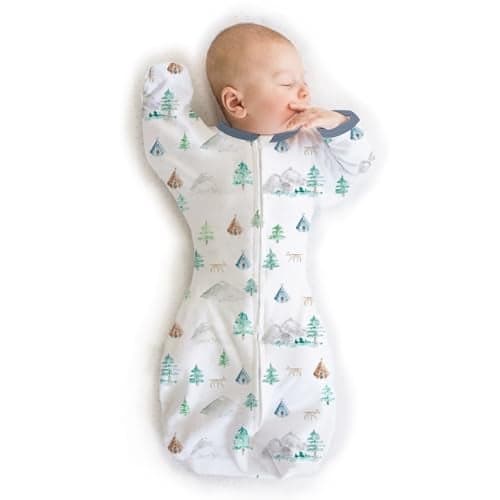 SwaddleDesigns Transitional Swaddle Sack Arms Up HalfLength Sleeves Mitten Cuffs Most Gradual Transition Swaddle for Newborns to Sleep Sack Large 69 mo 2124 lb Watercolor Mountains Trees