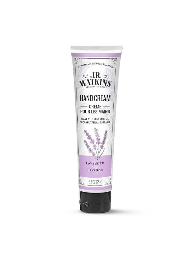 Natural Moisturizing Hand Cream, Hydrating Hand Moisturizer with Shea Butter, Cocoa Butter, and Avocado Oil, USA Made and Cruelty Free, 3.3oz, Lavender, Single