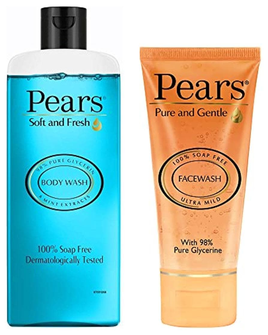PEARS Pure and Gentle Daily Cleansing Facewash 150 g Pears Soft Fresh Body Wash 250 ml Combo Pack of 1 With Glycerin Fresh Mint Cooling Shower Gel for Bathing Paraben Free Women