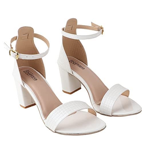 Shoetopia Women's Block Heel Sandal-EU36 /UK3 /White