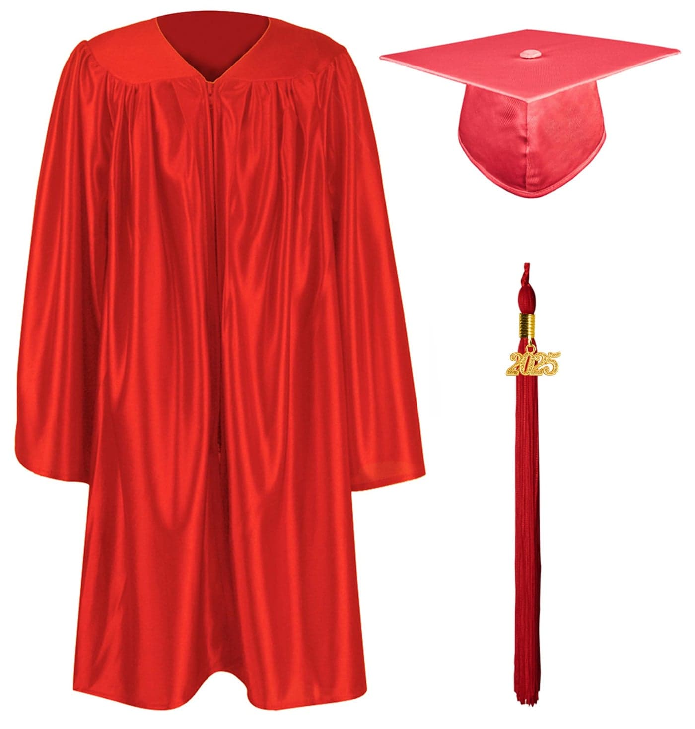 GraduationMall Shiny Kindergarten & Preschool Graduation Gown Cap Set with 2025 Tassel Red 33(4'0"-4'2")
