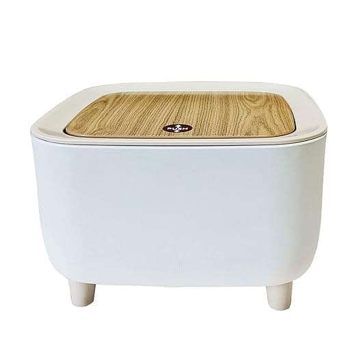 BLURISM Pushbutton Mini Desktop Dustbin with lid Small Trash Bin Desktop Waste Bins Trumpet Desktops Mini Creative Covered Kitchen Living Room Trash Can Rolling Cover Type Desktop