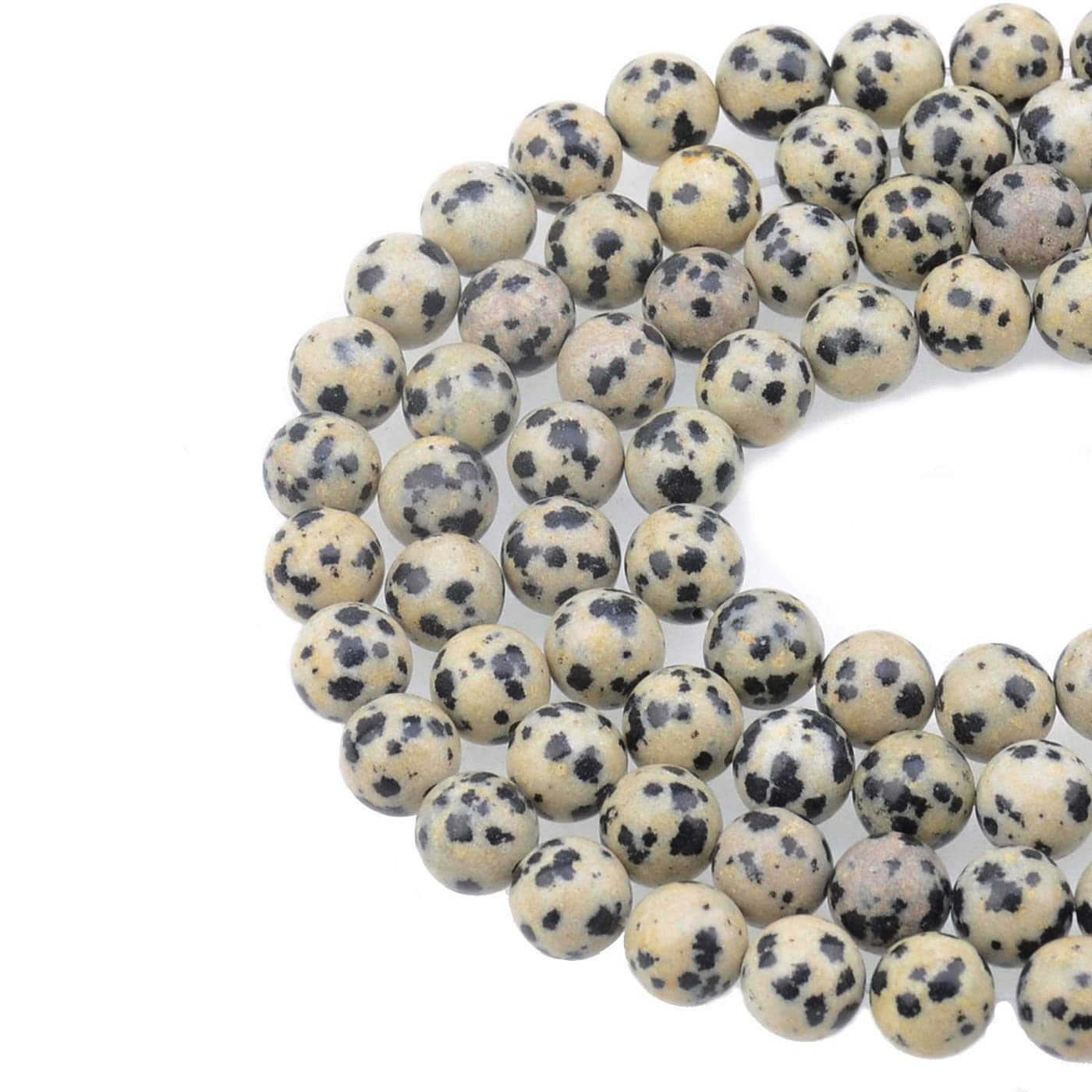 LPBeads 100PCS 8mm Natural Dalmatian Beads Gemstone Round Loose Beads for Jewelry Making with Crystal Stretch Cord