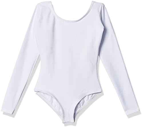 Capezio girls Team Basic Long Sleeve athletic leotards, White, Toddler 2T-4T US