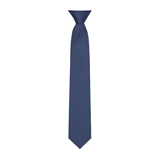 Jacob Alexander Boy's 14" Solid Pre-Tied Clip-On Neck Tie for Kids Formal Wedding Graduation School Uniforms Steel Blue
