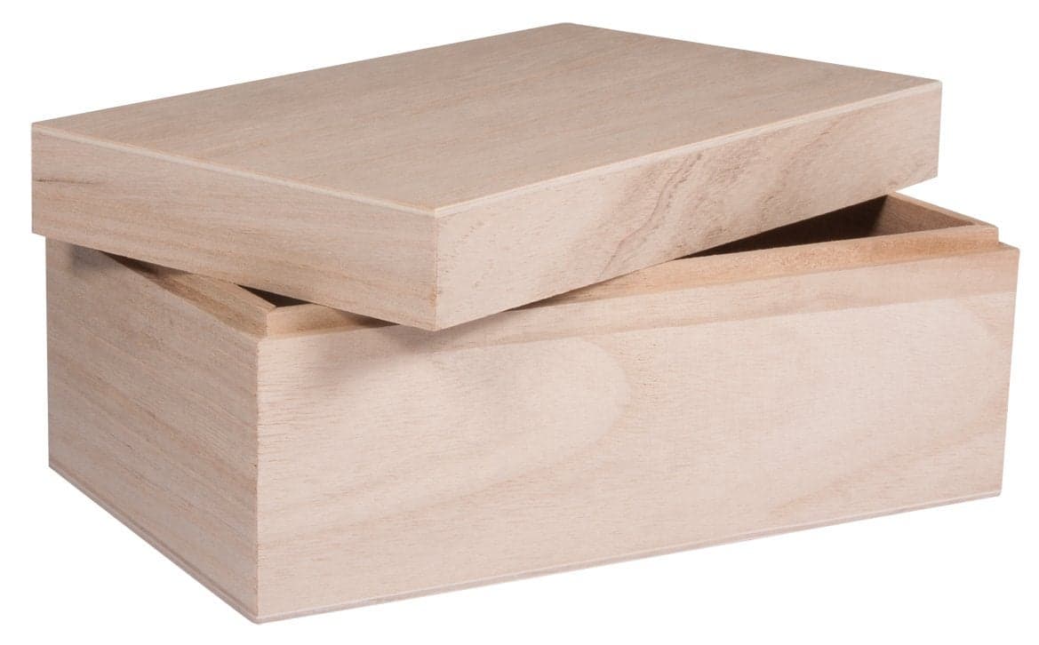 Rayher 62815000 Natural Wood Box with Lid for Craft DIY Wooden Keepsake Box 20 x 12 x 9 cm