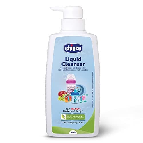 Chicco Liquid Cleanser 200ml I 100% Food Grade & Natural Ingredients I Kills 99.99% germs I Effective cleaning of baby Bottles, Nipples, Accessories and Toys I Baby safe & Dermatologically Tested