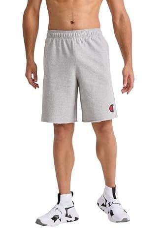 Champion Men's Graphic Powerblend Fleece Short, oxford gray, Small