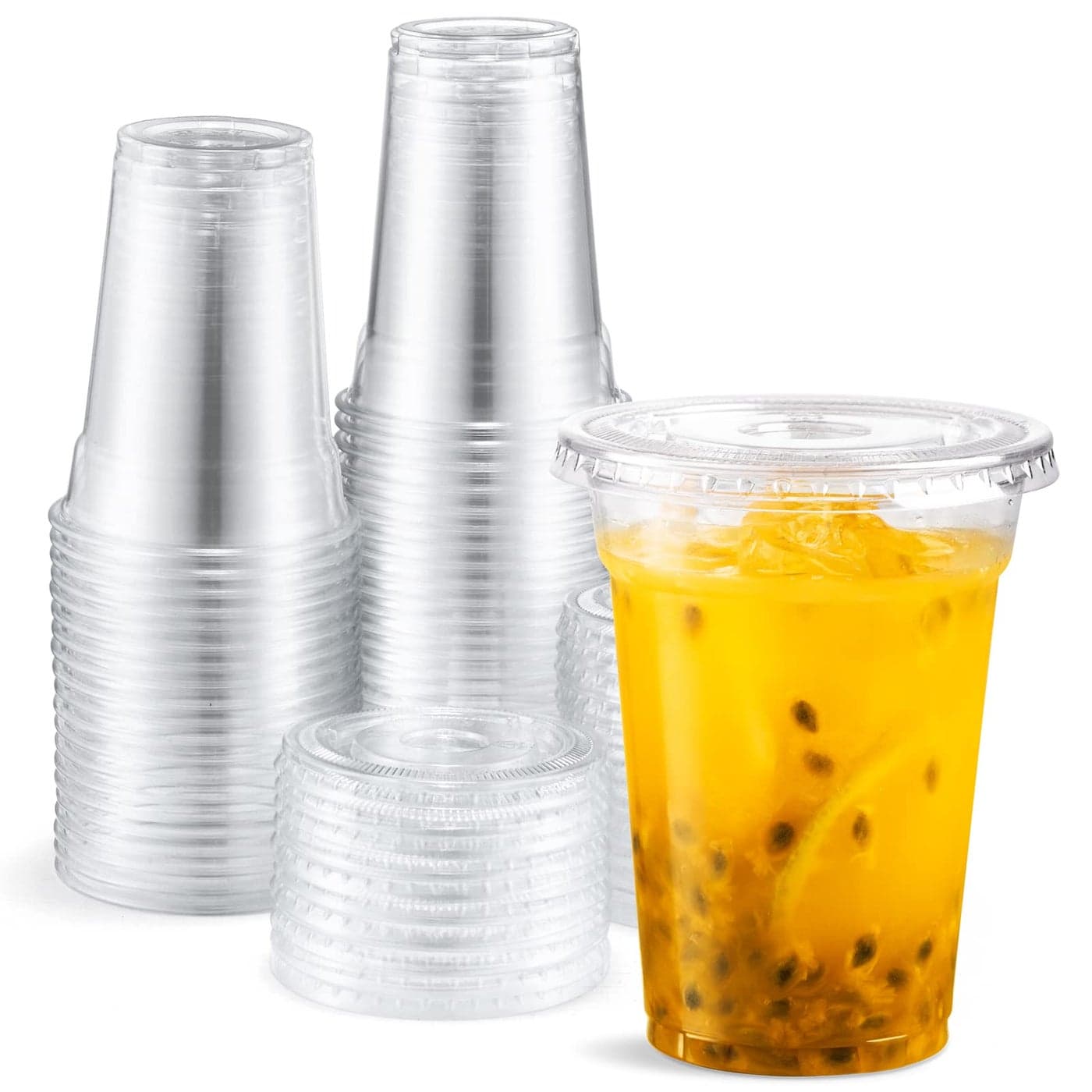 Eupako 9 oz Plastic Cups with Lids 100 Sets Disposable Clear Cups with Lids Cold Drink Containers for Beverage Parfait Smoothie