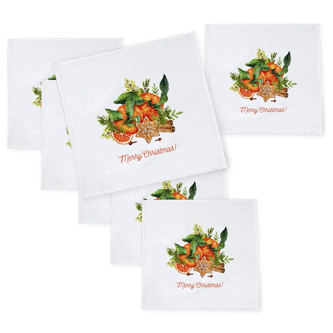 Khakee 6 Pcs Christmas Theme Tafta Silk Table Napkins 10x 10 for Xmas Decoration Christmas OrnamentsChristmas Gift npxmas079P