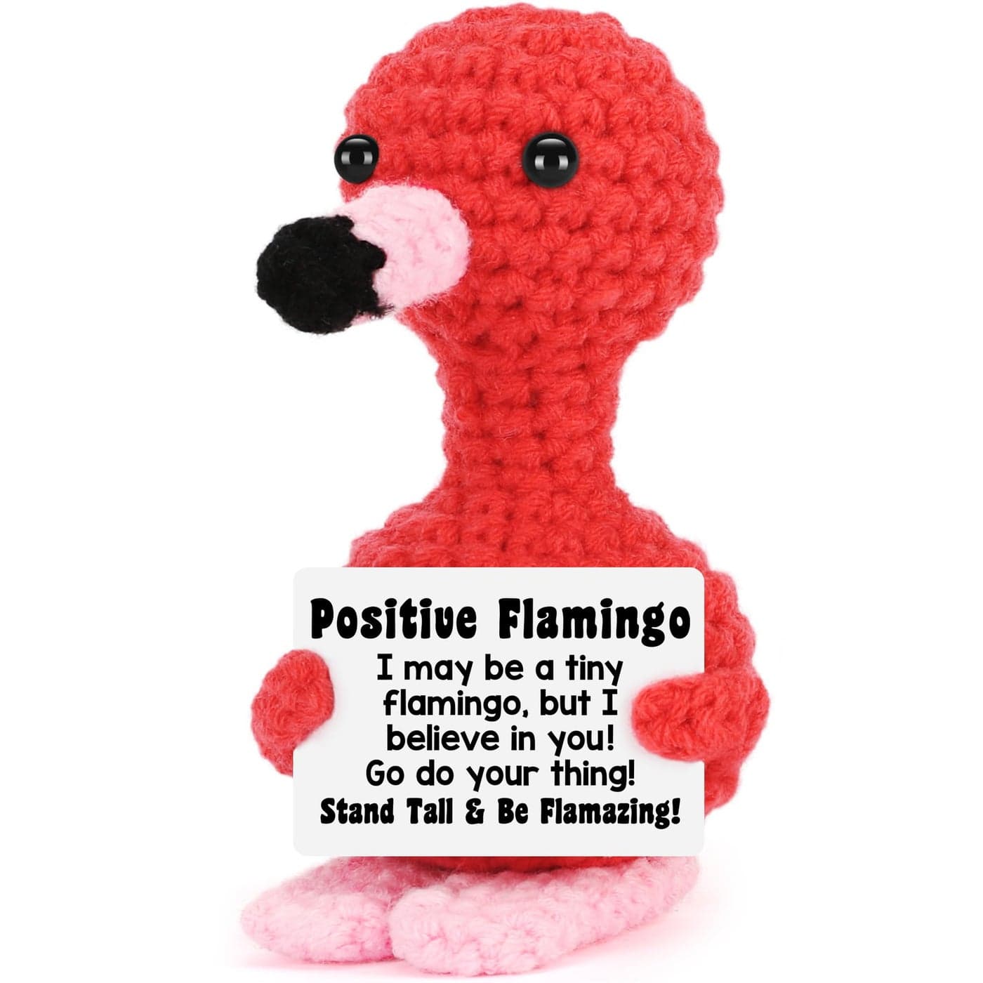 Mini Flamingo Valentines Day Daughter Kids Gifts Birthday Gifts for Women Easter Basket Essentials Stuffers Gift for Teens Girls Positive Crochet Animals Emotional Plush Support Handmade Flamingo
