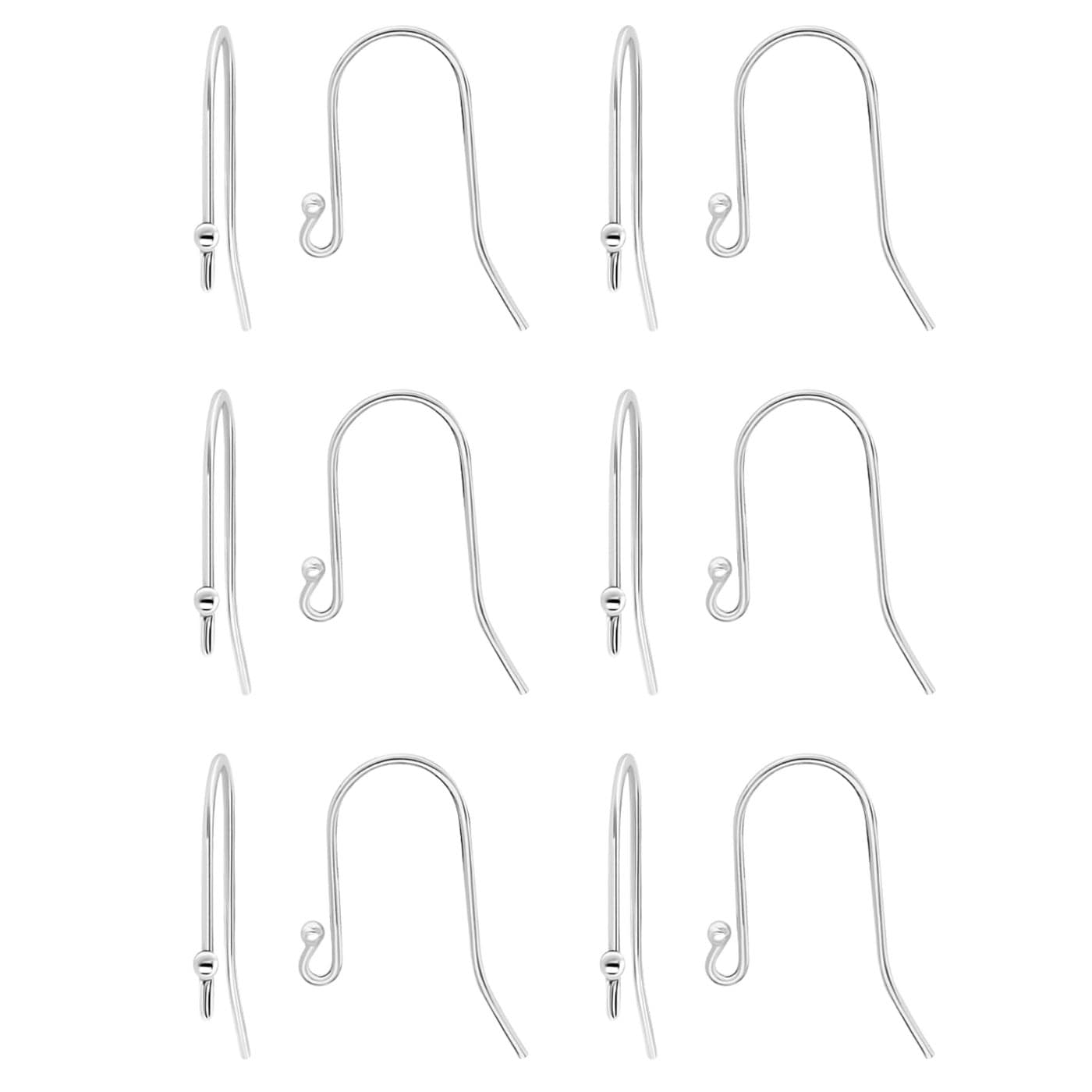 Sea of Ice 925 Sterling Silver Ear Wires Ball End French Earring Hooks for Drop Dangle Earrings Jewelry Making DIY Jewelry Findings Parts 12 Pcs 6 Pairs