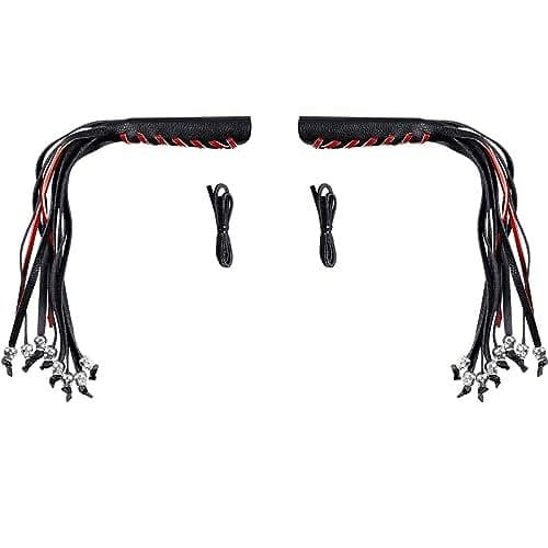2 PCS Faux Leather Motorcycle Lever Covers With Fringes Brake Clutch Grip Tassels Handlebar Handle Grip Covers Fringed Wraps With Skulls