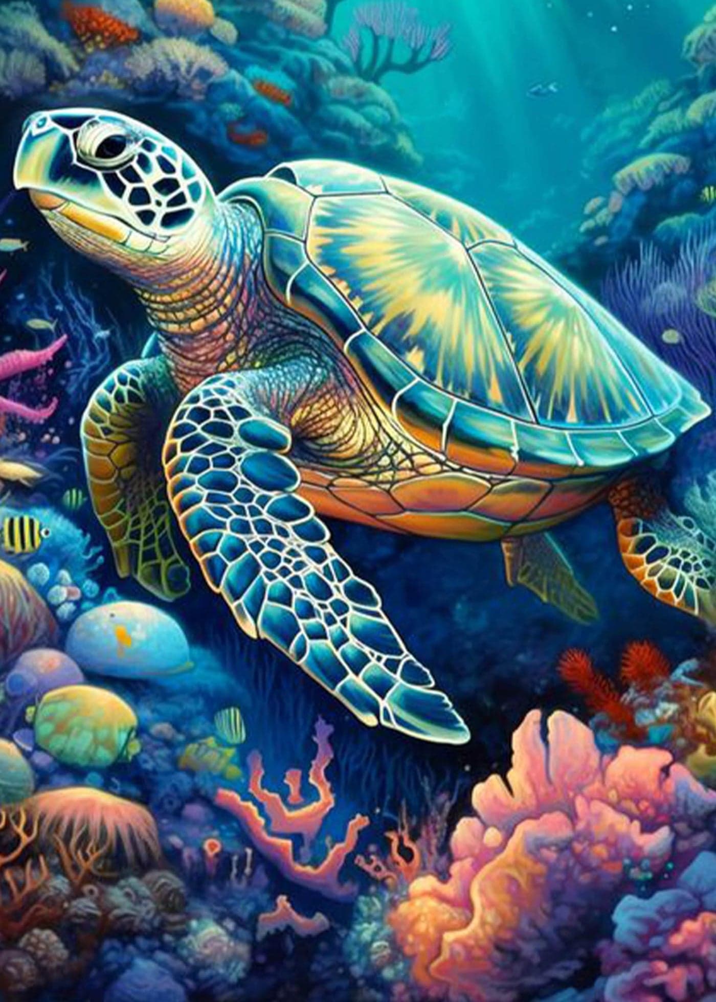 FOXKISS Sea Turtle Diamond Art Painting Kits for Adults Full Drill Diamond Dots Paintings for Beginners Round 5D Paint with Diamonds Pictures Gem Art Painting Kits DIY Crafts Kits 12x16inch