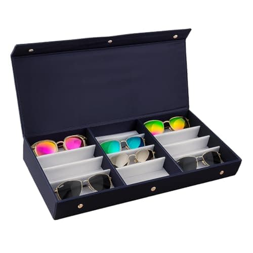 Proniks Unisex Sunglass/Eyewear/goggles Box Case Cover Zipper 12pcs compartment Storage organizer - Made in India (Blue)
