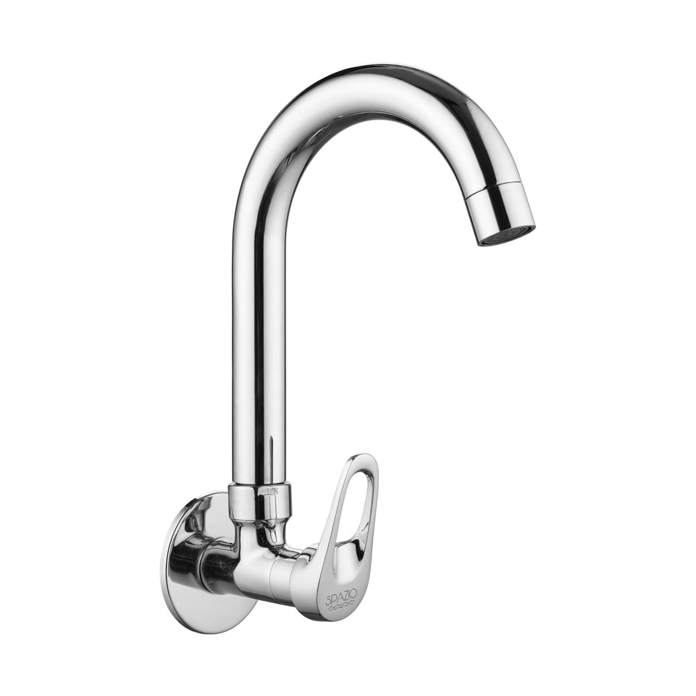 SPAZIO Hexa Brass Sink Cock TapKitchen Sink Faucet with 360 Degree Swivel Spout Foam Flow Pattern Hot OR Cold Water for Kitchen Sink Wash Basin Chrome Finish with Wall Flange