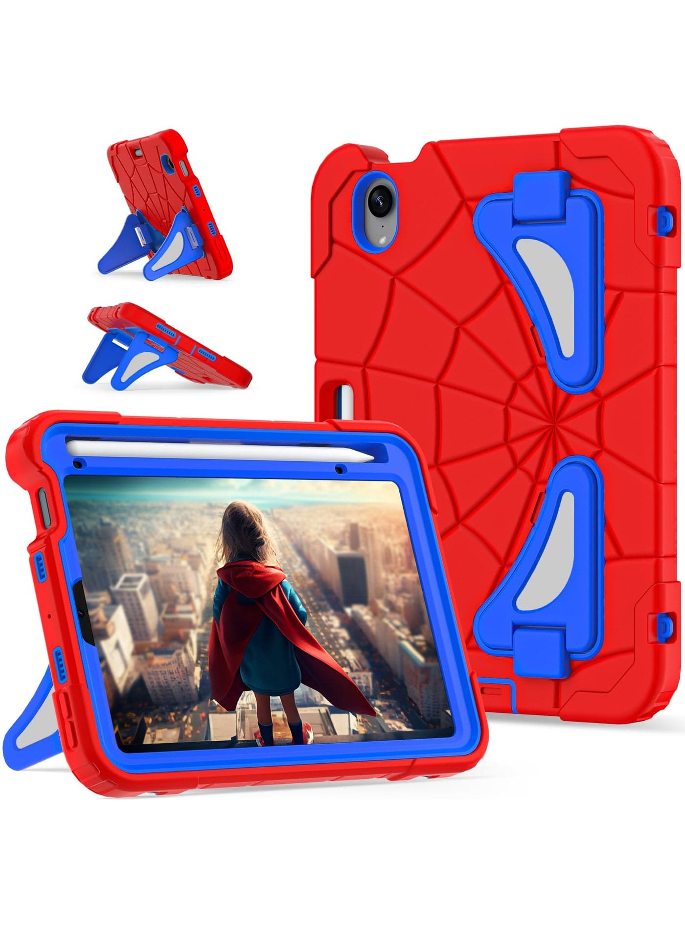 Ipad mini 6/mini 7 Case for Kids Shockproof Protective Cover with Pencil Holder Shoulder Strap Kickstand for Kids Children