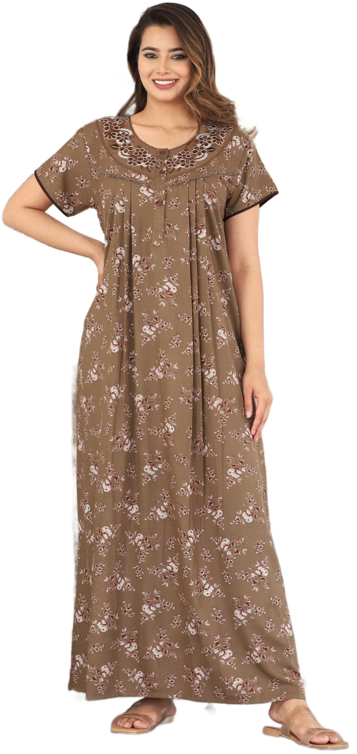 G4Girl Women's Comfortable and Stylish Alpine Nighty for Women | Night Gown | Night Dress | Maxi | G1025-CHIKU
