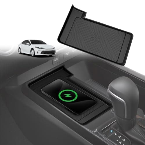 Muslogy Center Console Inserts Compatible with 2025 2026 Toyota Camry Accessories Center Console Wireless Charger Protective Mat Liner AntiSlip Phone Charge Area Charging Protection