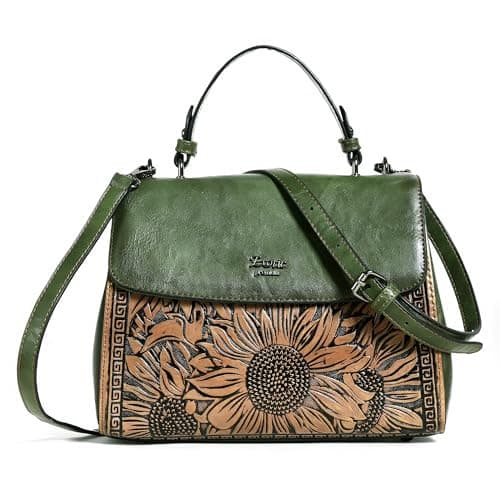 EXOTIC Premium® Vintage Embossed Floral Flap Design Sling Bag For Women (GREEN)