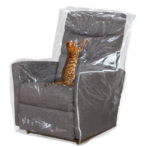 PAMASE 1.5mm Thickened Plastic Armchair/Recliner Cover - Heavy Duty Clear Vinyl Living Room Chairs Slipcover to Prevent Dogs Cats Pets Scratching, Waterproof Dustproof