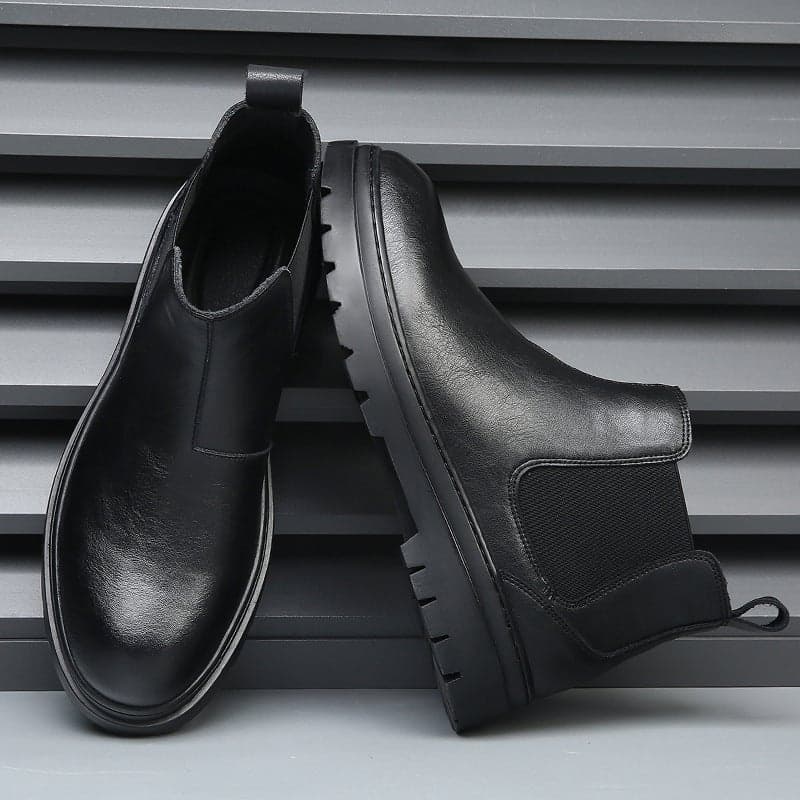 British Style Chelsea Ankle Boots Men'S Leg Martin Boots High-Top All-Match Smoke Boots Motorcycle Tooling Shoes Trendy