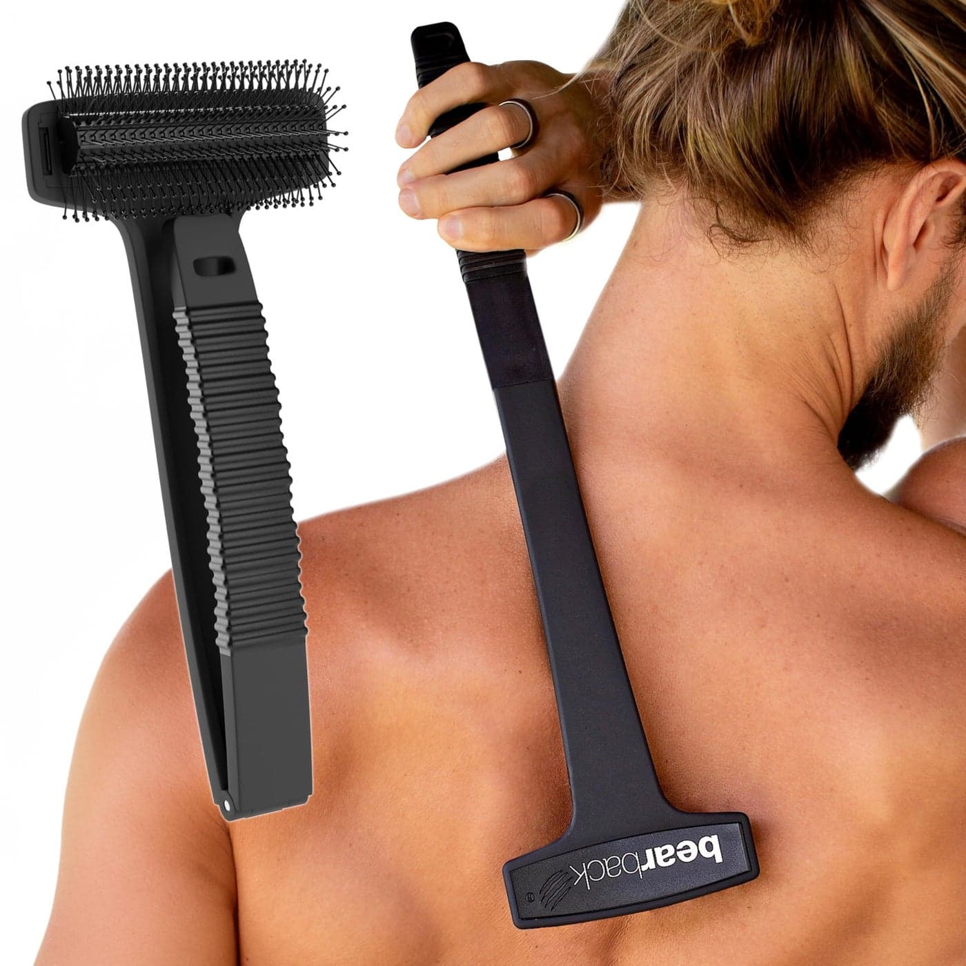 Bearback Back Scratcher for Men Women Long Reach Folding Handle SkinSafe Bristles Extendable Portable Easy to Clean Designed by a USA Small Business