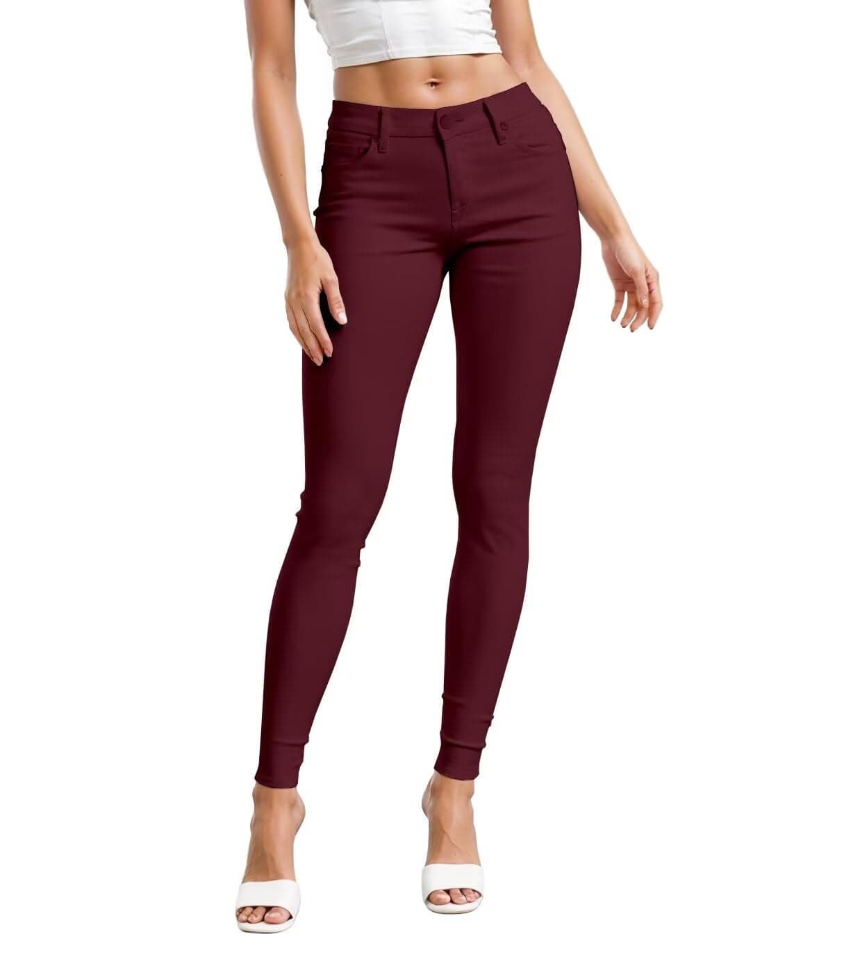 Hybrid Company Womens Hyper Ultra Stretch Comfy Skinny Leg Work Casual Pants P44876SK Burgundy M