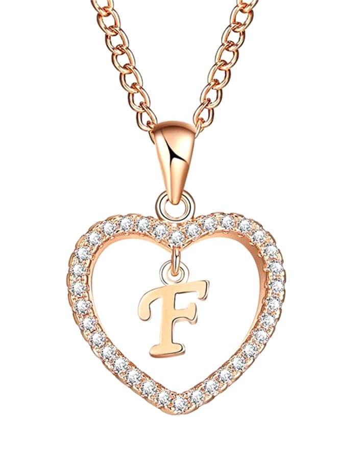 Concise Hollowed Heart Alphabet Pendant Necklace