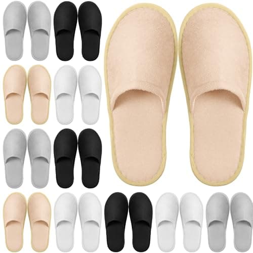 Geyoga 12 Pair Disposable House Slippers for Guests Non Slip Disposable Slippers for Spa Travel Hotel Shoeless Home Bride Bathroom BedroomBlue SeriesM
