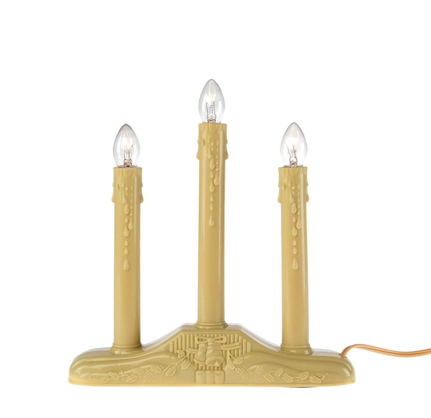 Creative Hobbies 3 Light Electric Candolier Indoor Christmas Candle Lamp Ivory Plastic with Clear C7 Incandescent Light Bulbs