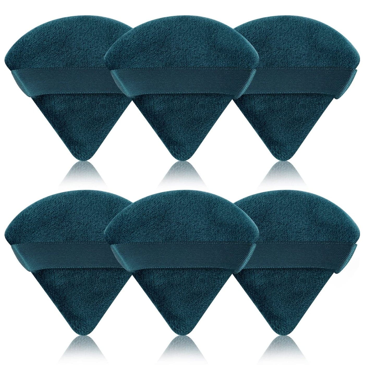 Pimoys 6 Pieces Powder Puff Face Soft Triangle Makeup Puff for Loose Powder Body Powder Cosmetic Foundation Sponge Velour Setting Powder PuffPeacock Blue
