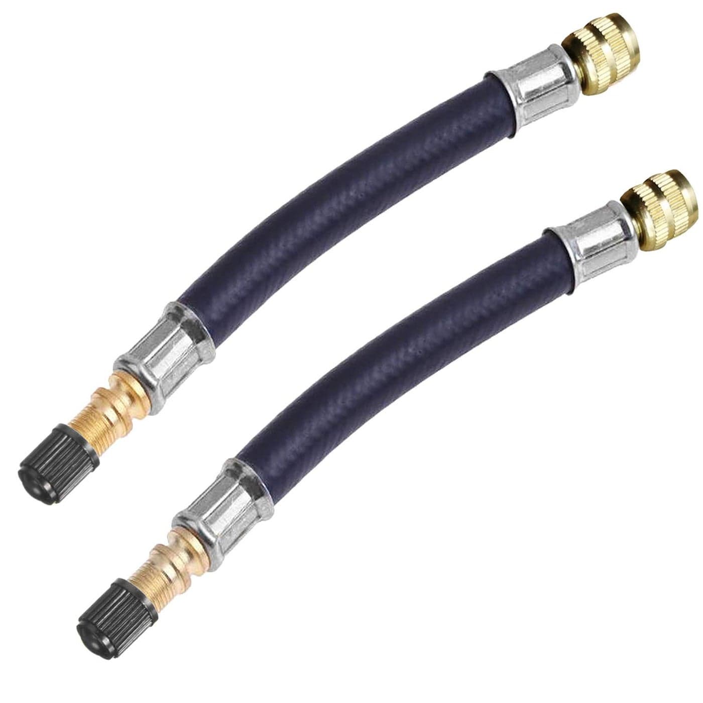 Tire Valve Extension Adapter 2Pcs 160mm Flexible Rubber Tyre Valve Extension Pipe Wheel Valve Extender Hose with Valve Cap Tire Accessories for Car RV Motorcycle Truck and MTB Road Bike 160