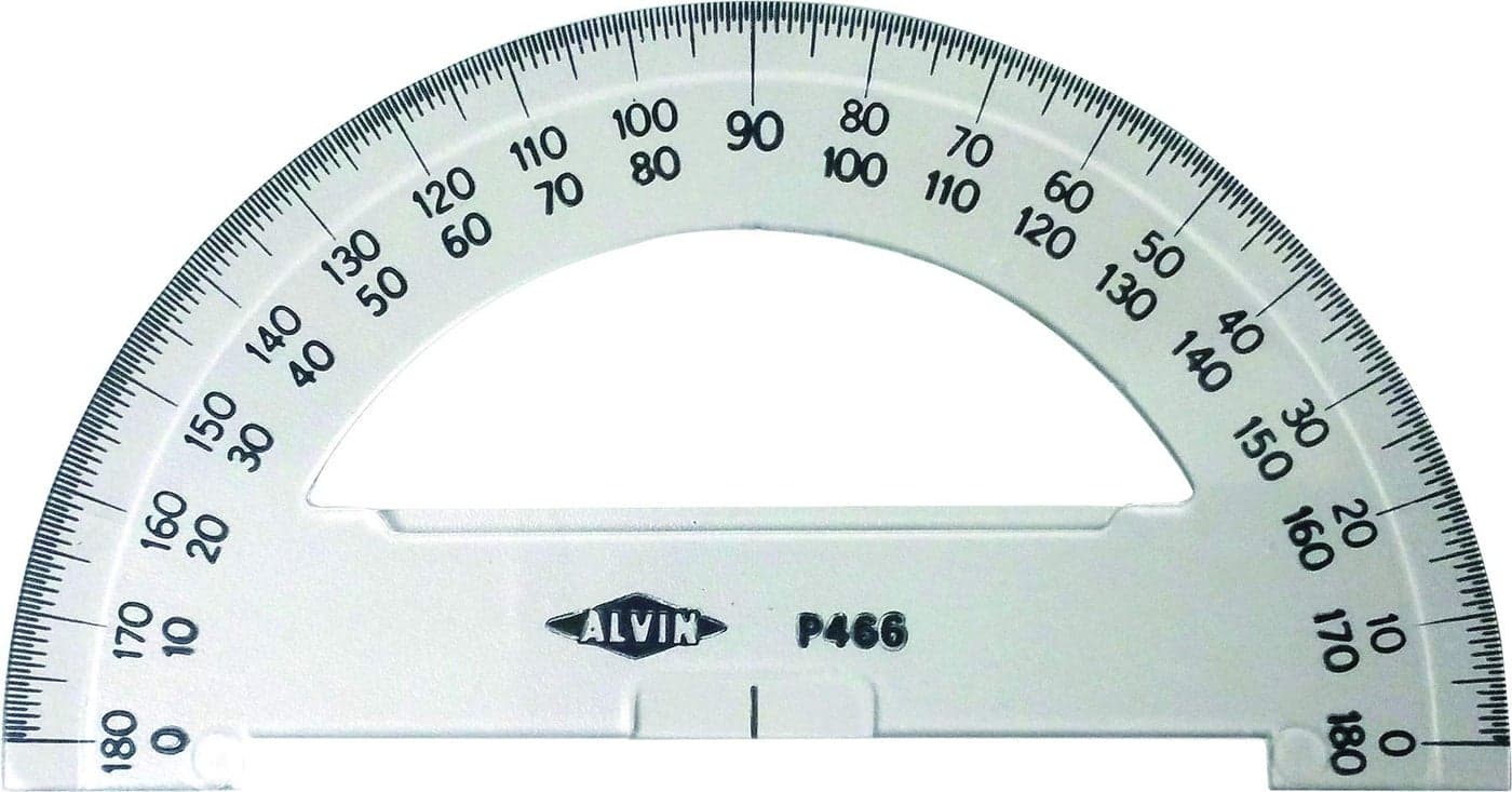 Alvin, P466, 6" Semicircular Protractors, 0.09" Thick Clear Plastic, School or Drafting Use