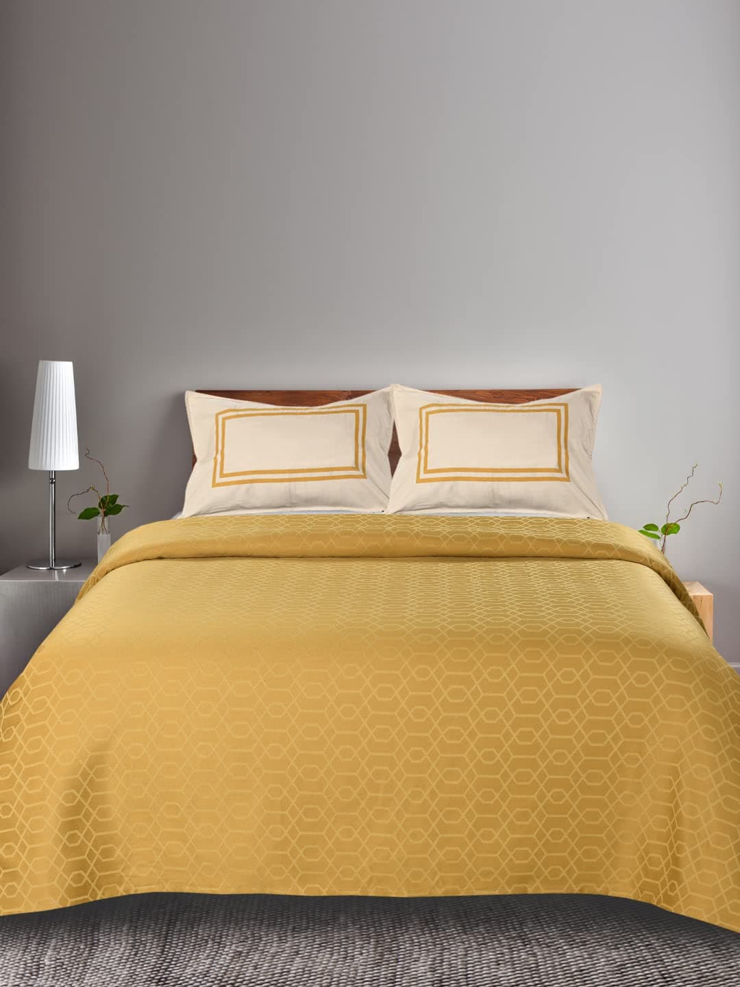 Saral Home Soft Cotton Luxe Breathable & Wrinkle Free Bedsheet for Double Bed- 1 King Size Bedsheet with 2 Pillow Covers (Yellow,100"X108")