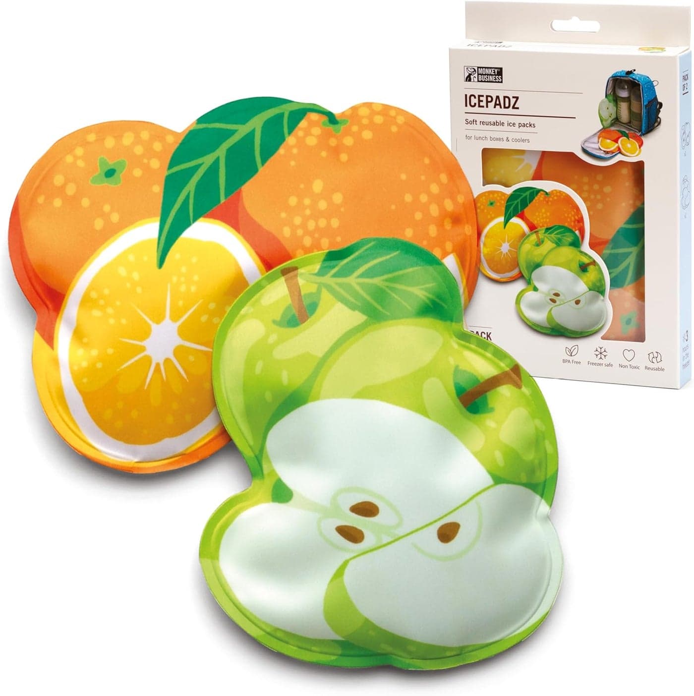 Monkey Business Icepadz Soft Ice Pack Set Reusable Ice Packs for Baby Bottles and Breast Milk Slim Ice Pack for Cooler and Lunch Box