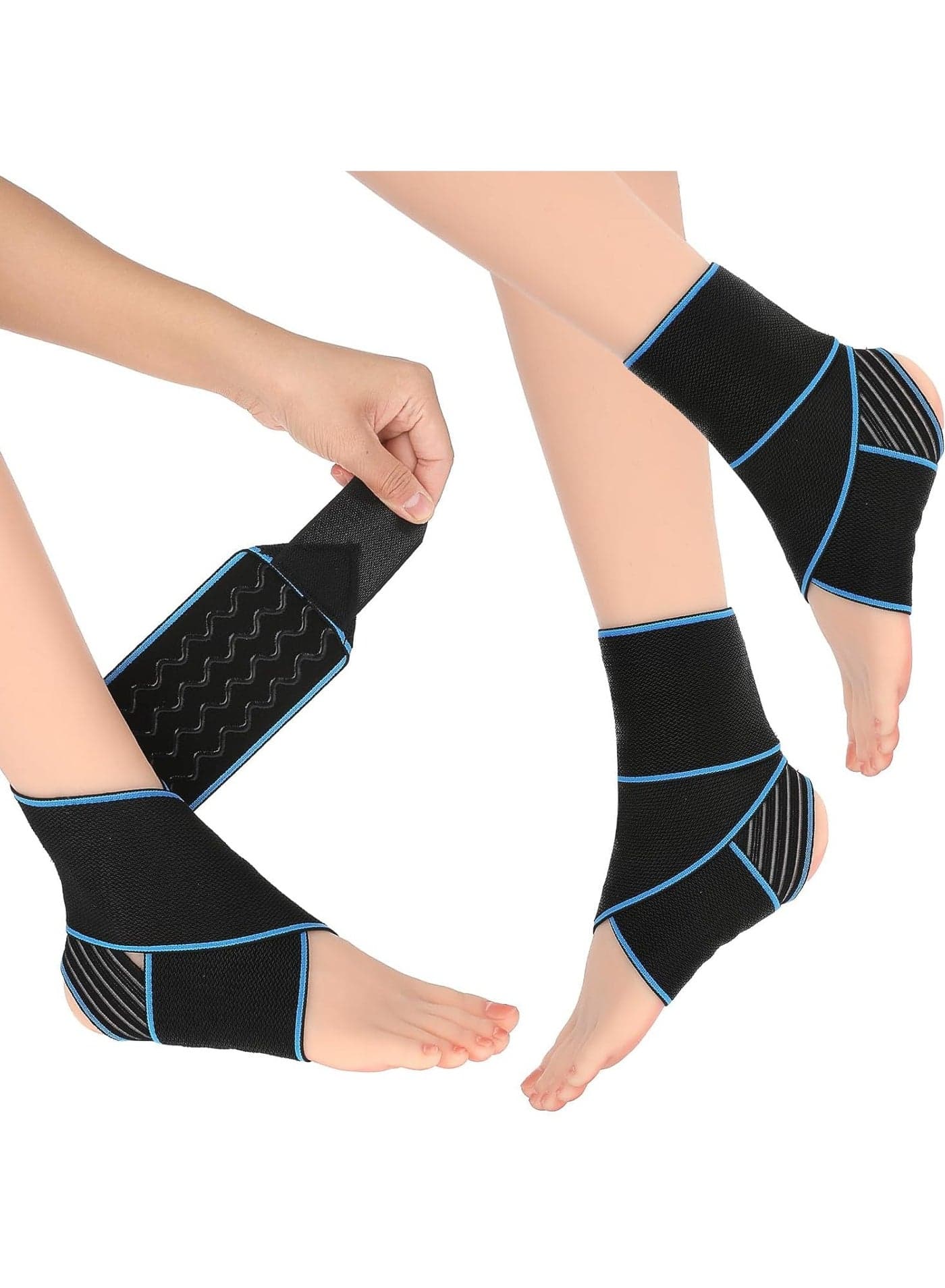Adjustable Compression Ankle Brace for Sports, Lightweight Ankle Support Sleeves for Running, Soccer, Tennis, and Gymnastics, 1 Pair