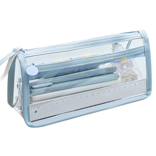Zibuyu® Transparent Pouch, Double Layer Pencil Case, Pouch for Stationery, Large Capacity and Lightweight Design for Students, Office Supplies and Travel Use
